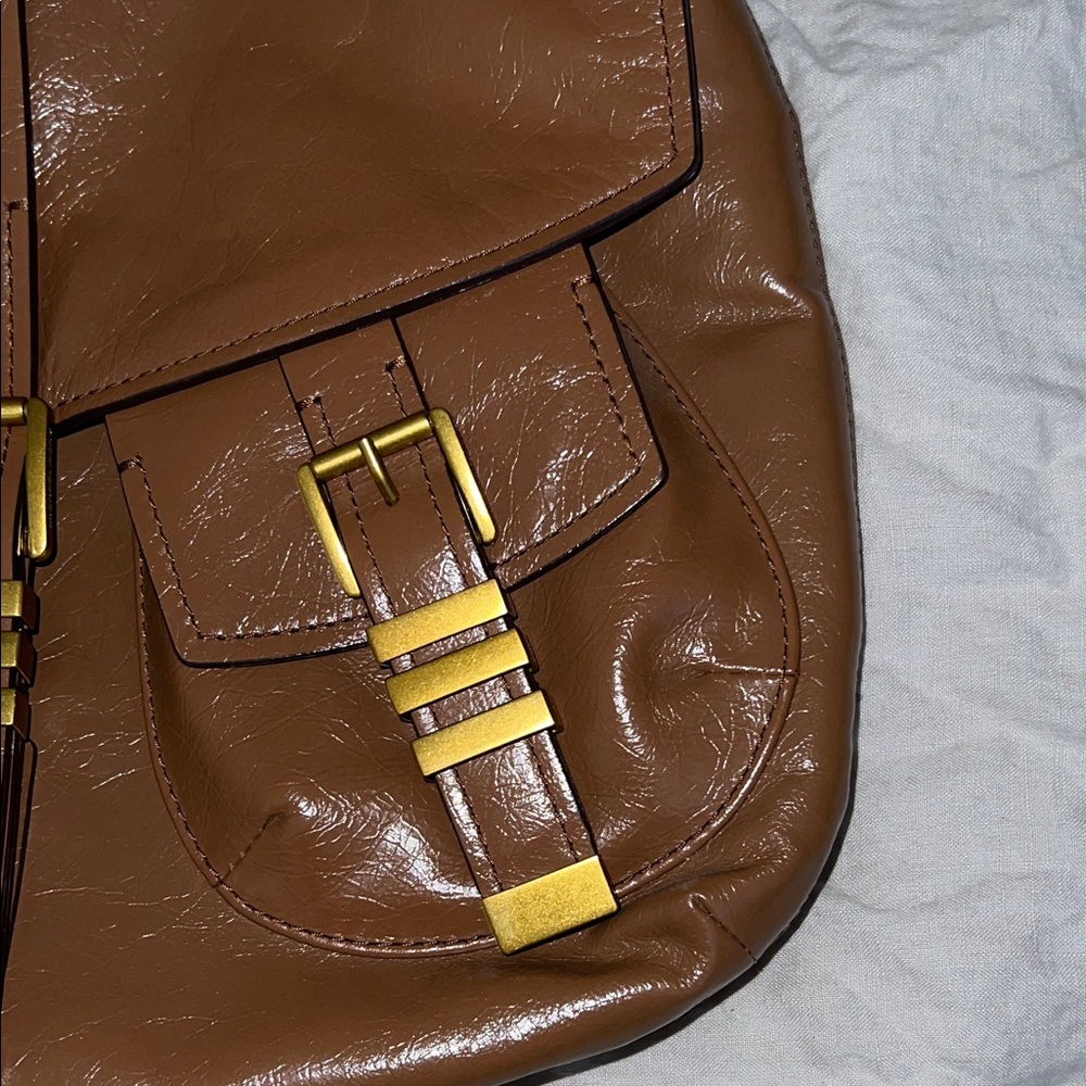 Michael Kors Darrington Large Crackle Brown Leather Crossbody - Picture 7 of 16